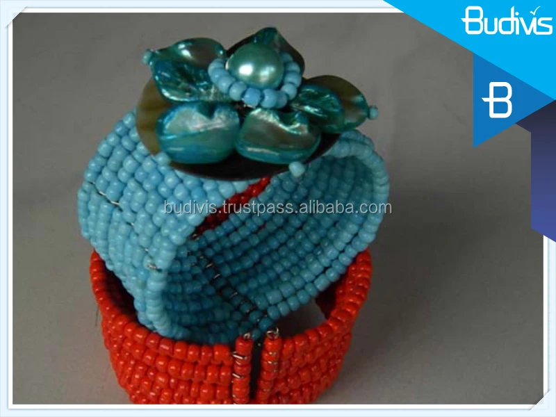 wholesale beaded choker bracelet with shell flower