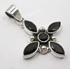 925 Solid Sterling Silver Black Onyx GEMS Pendant !! Ladies' Jewelry !! Low Price