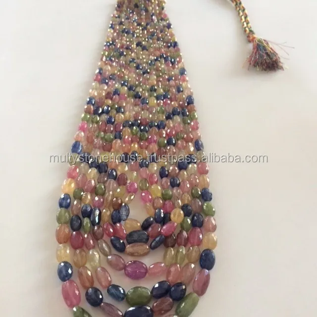 aaa quality multi sapphire faceted oval natural beads