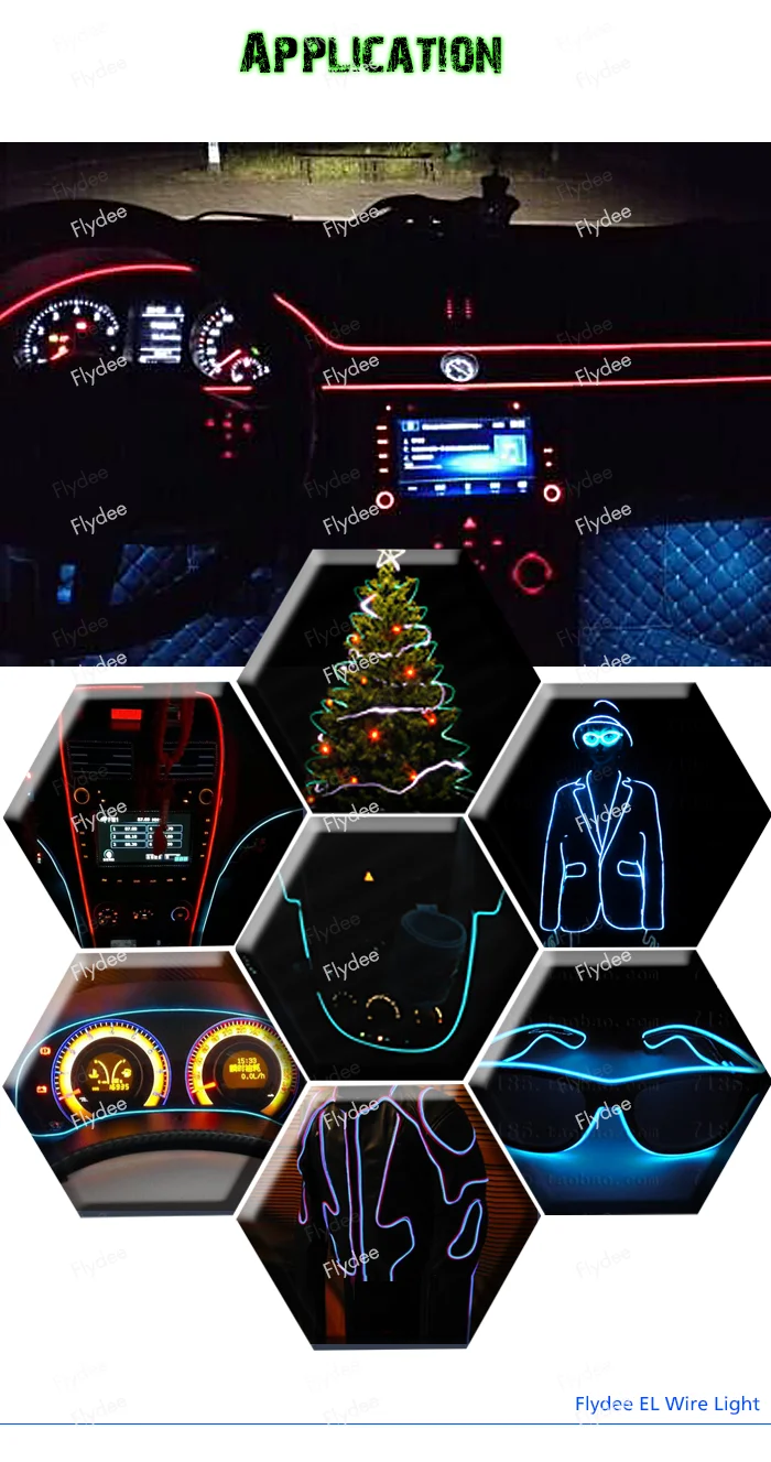 Hotsale white EL Product Flexible EL Backlight glasses High Hightness EL wire with controller