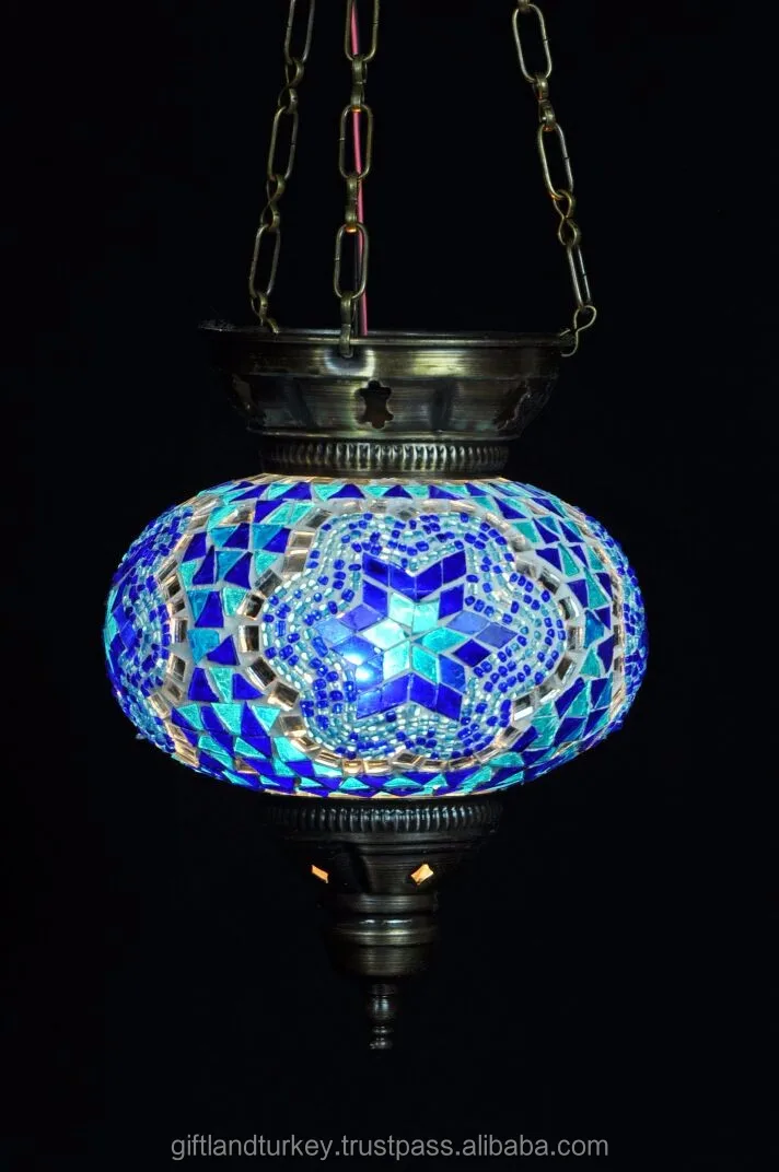 UFO Style Candle Holder For Hanging with long Iron Chain Mosaic Glass