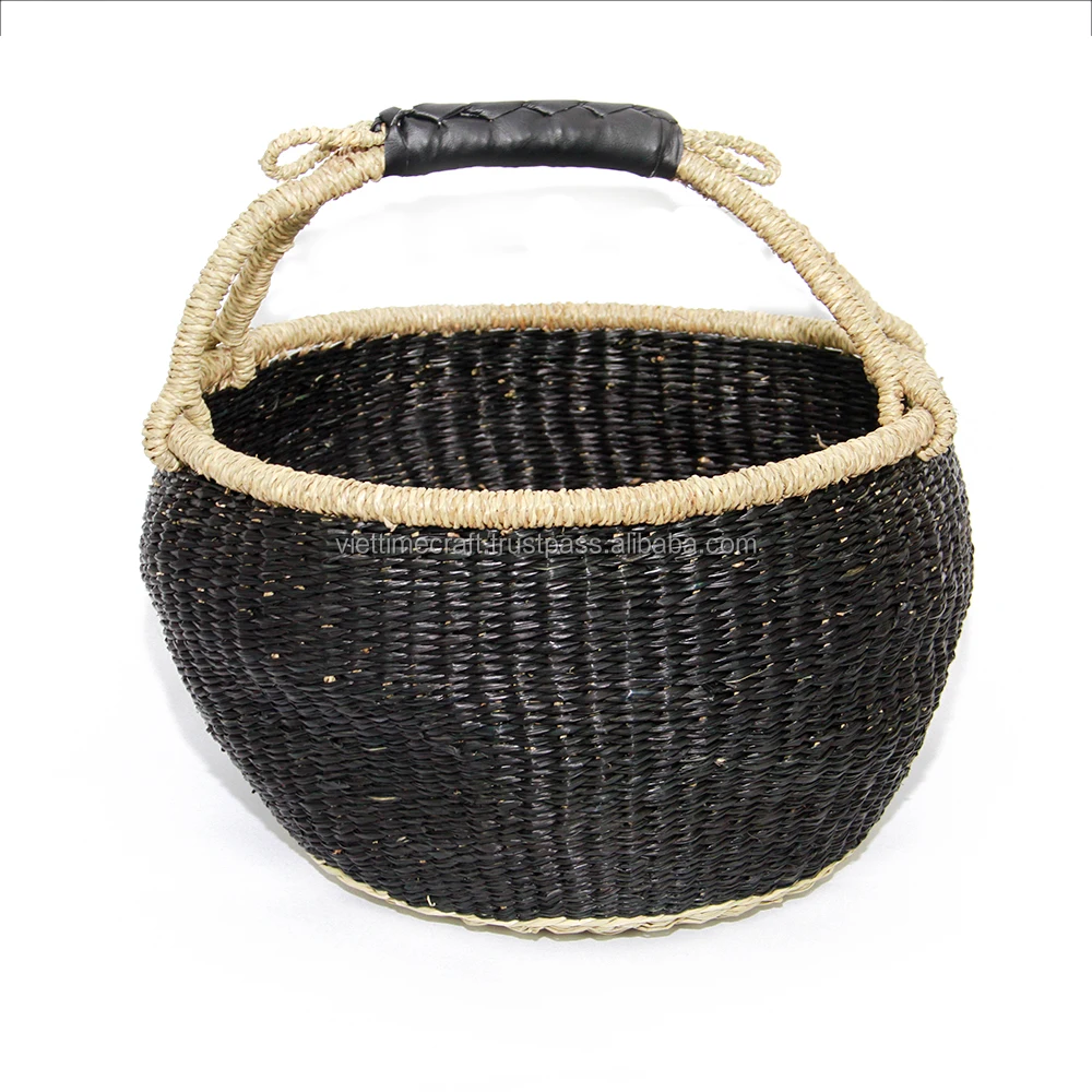 black seagrass bolga basket / handmade storage basket with