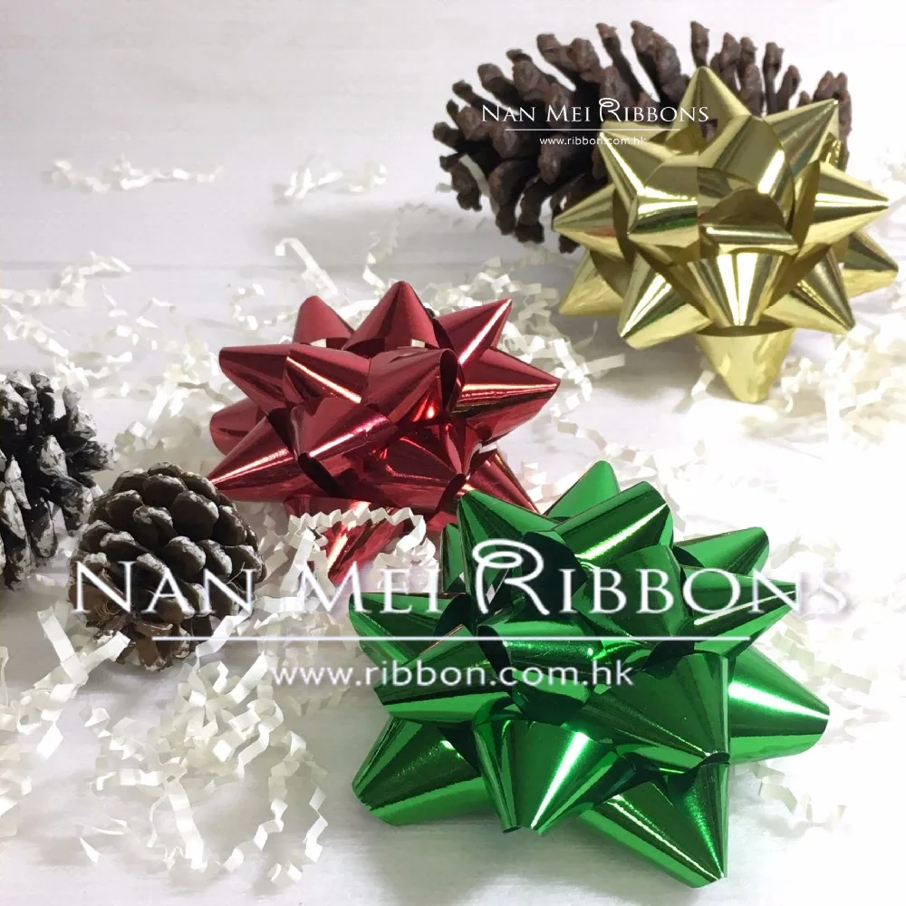 diameter metallic pp plastic star bow gift wrapping decoration