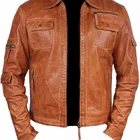 Mens Fashion Real Sheep Leather stylish Moto Jacket All Size