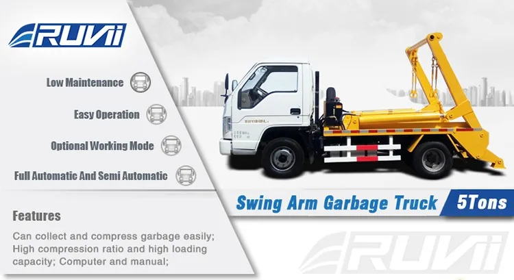 ruvii arm rolling garbage truck skip loader garbage truck with