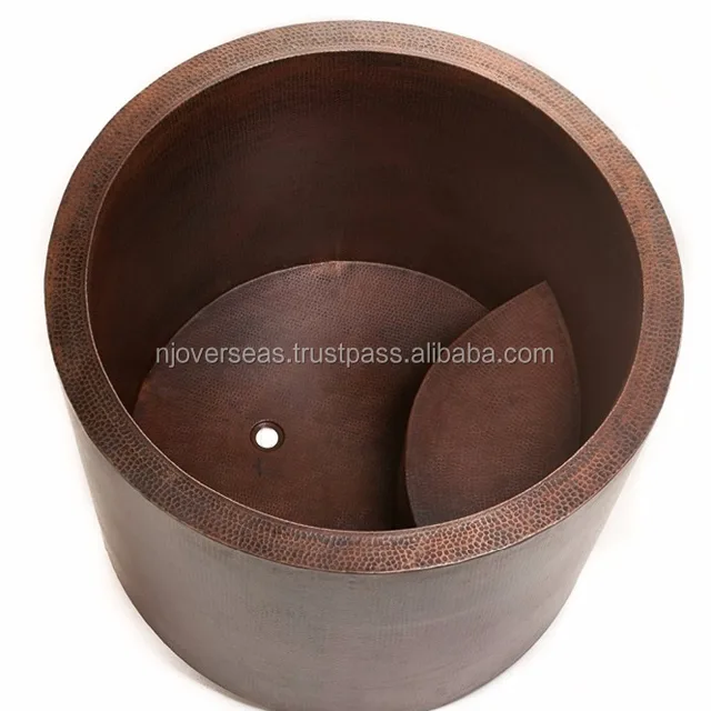 japanese style soaking hand hammered copper bath tub, oil rubbed