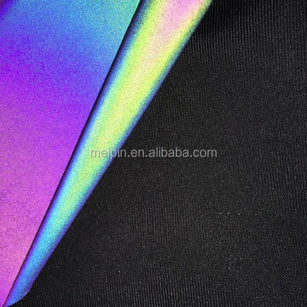 Rainbow Colorful Reflective Vinyl Elastic Polyester Backing Textile