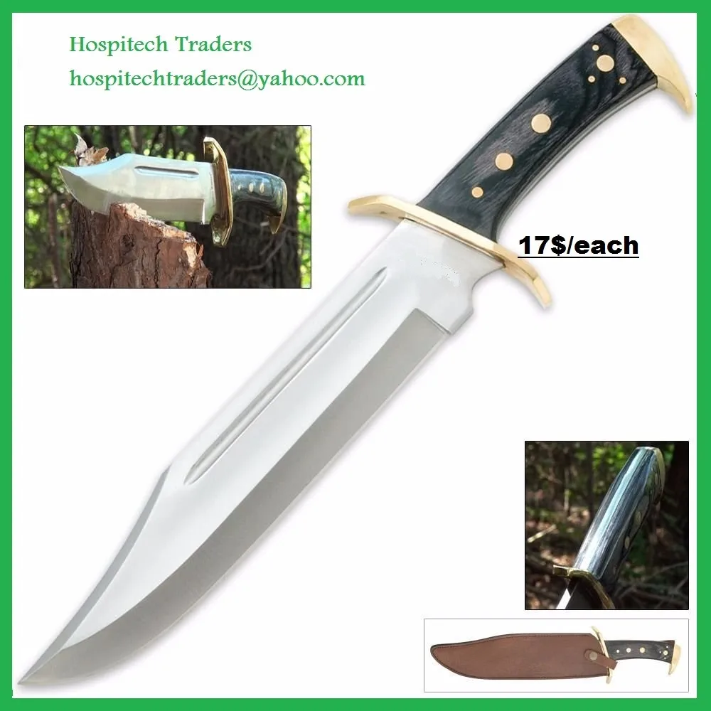 14 hunting knife dark brown pakka wood handle and high carbon