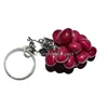 Dyed Ruby Tumbled Grapes Keychain - Gemstone Keyrings