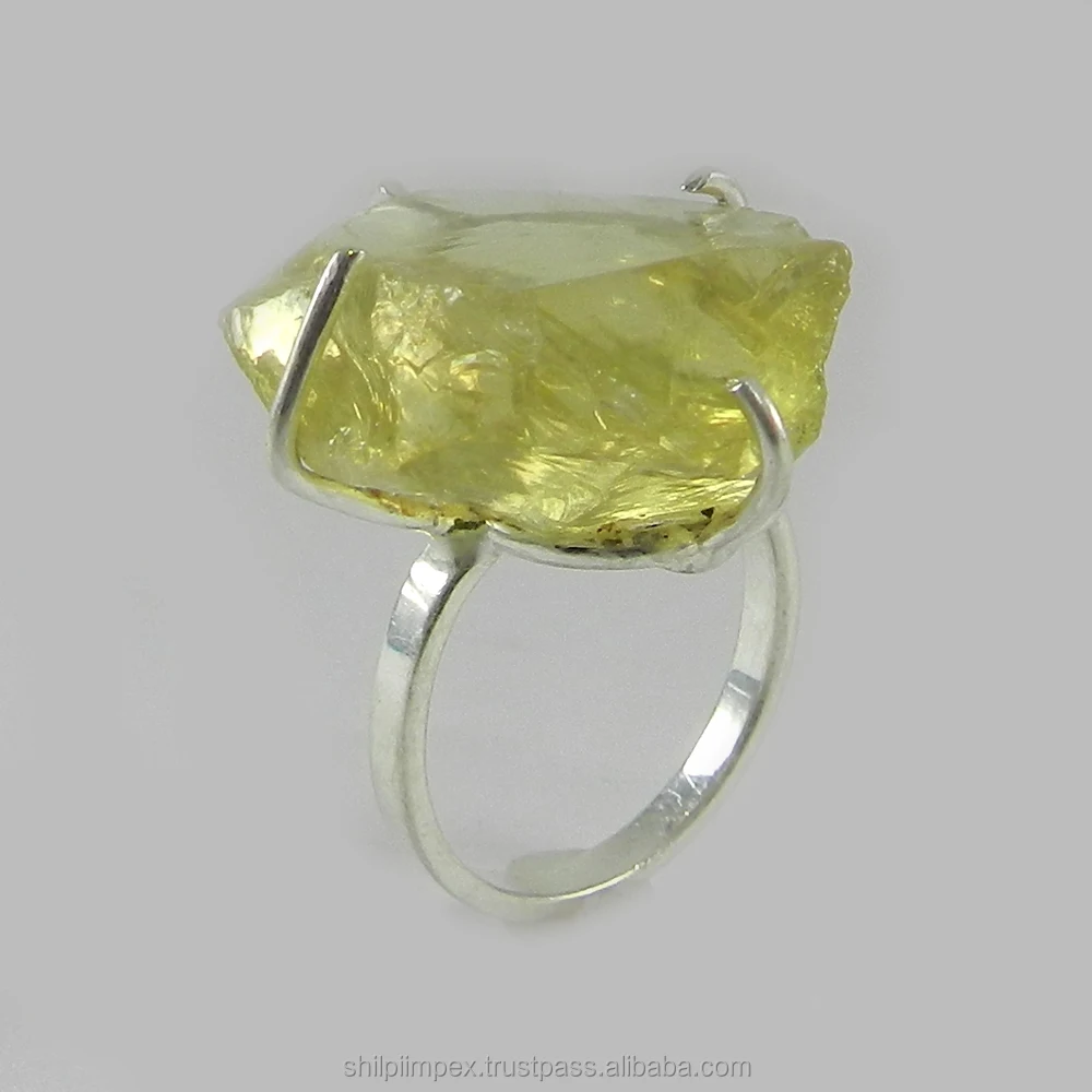925 Sterling Solid Silver Natura Lemon Quartz GemStone Ring Gift Jewelry AllSize