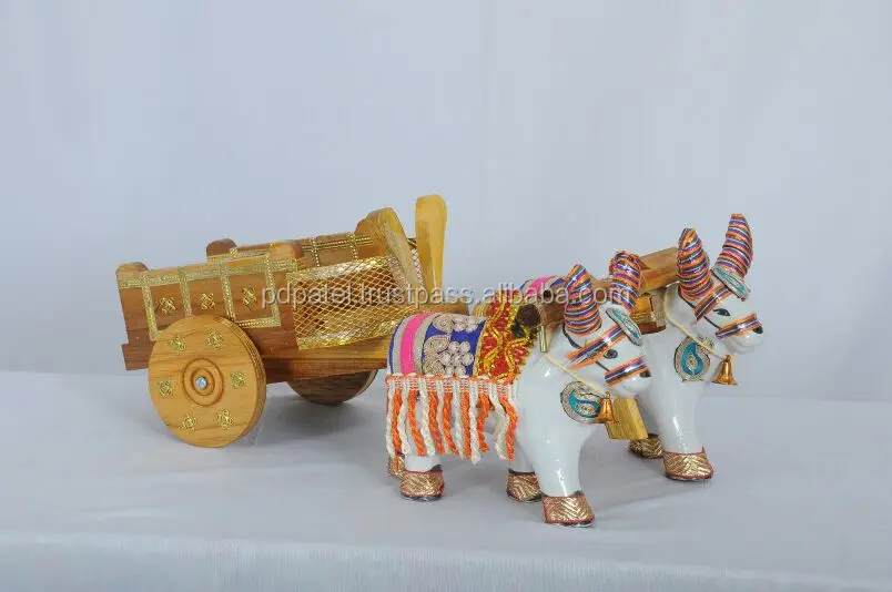 pd craft wooden bullock cart show piece & gift