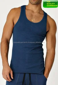 blue men boys tank top plain sando workout slim fit sleeveless