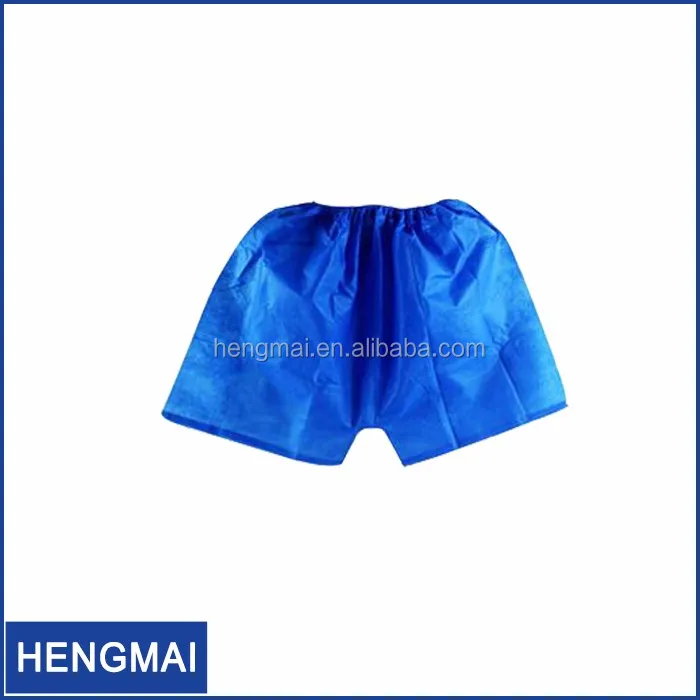 Disposable Blue Underwear Pp Non Woven Boxer Shorts Short Pants For