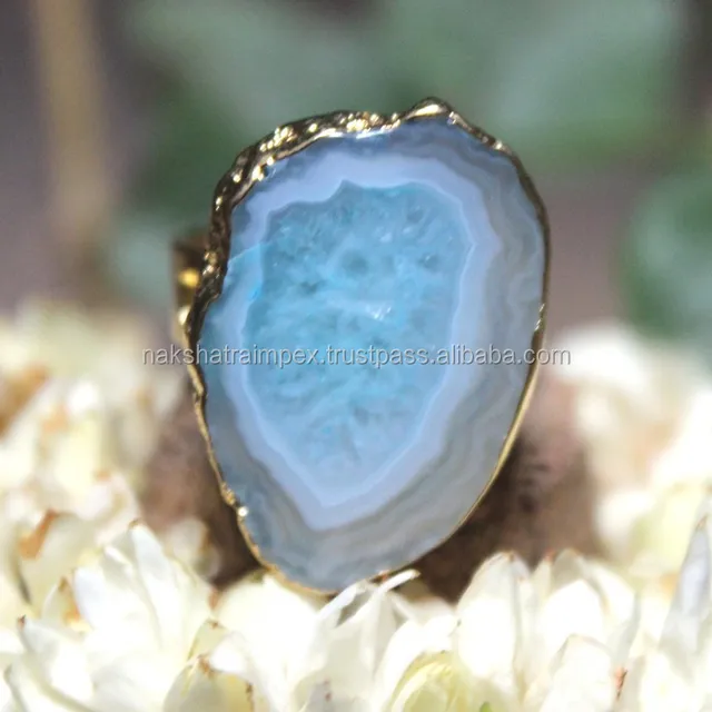 beautiful new fashionable women wear light blue agate druzy