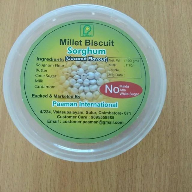 millet biscuit sorghum coconut flavour