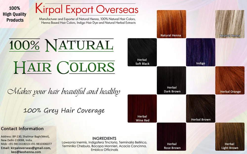 100% Natural Hair Colors