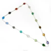 Multi gemstones 925 sterling silver long chain necklace, Bezel Setting Wholesale Silver Jewelry