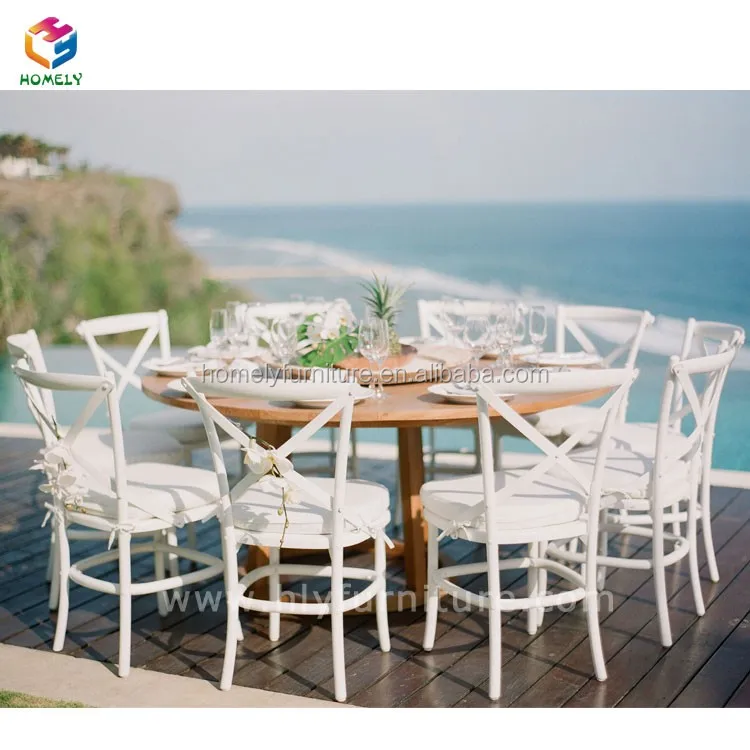 Popular Stackable Colorful cross back wood chair
