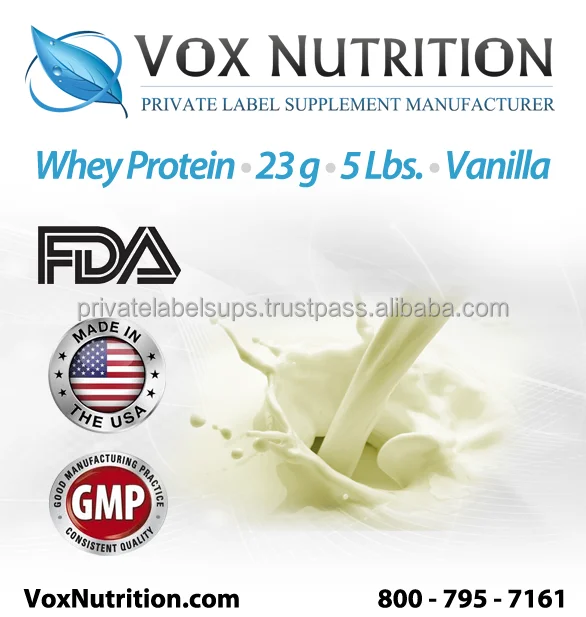 Whey Protein 23 g. Vanilla Supplement Bulk Powder, Private Label Protein Powder Supplement Whey Protein 23 g. Vanilla Supplement Bulk Powder, Private Label Protein Powder Supplement