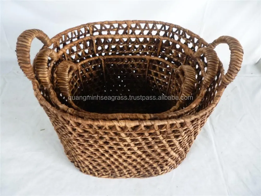 set of 3 water hyacinth laundry basket beautiful wicker hamper