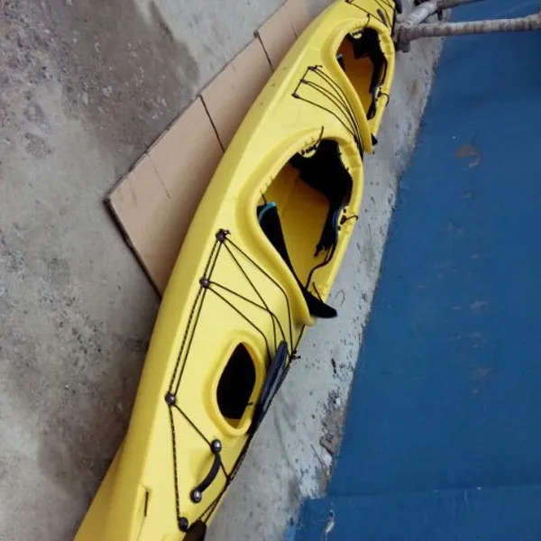 2015 New Arrival Plastic Sea Kayak With Pedal Inside For Two Person