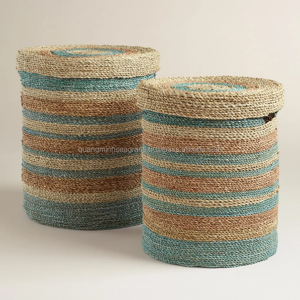 hand woven natural seagrass basket with lids nice wicker