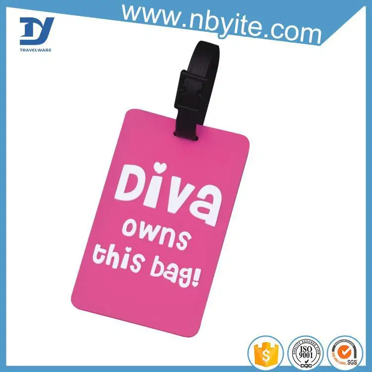 fashion novelty embossed logo trolley tag for luggage