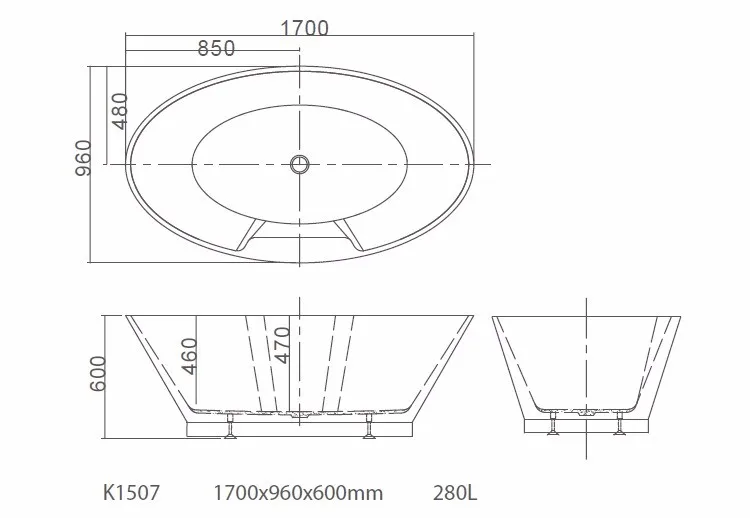 Freestanding oval shape bathtub,100% Acrylic Bath Tub, High Glossy White with cUPC certificate