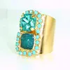 Turquoise Pave Diamond Long Ring 925 Silver Gemstone Jewelry Supplier