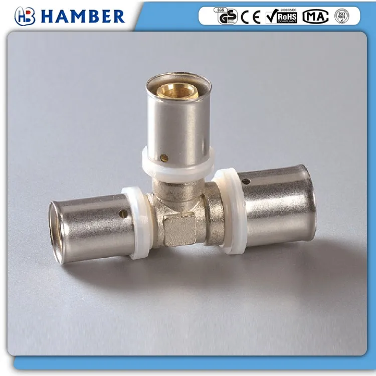 aluminum plastic pipe brass press fitting hamber-ac09  equal tee