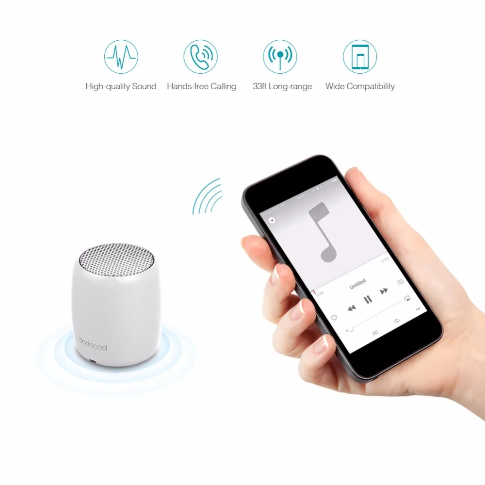dodocool Mini Wireless Speaker with Selfie Remote Control Built-in Mic Rechargeable Range Low Harmonic Distortion DA84-1 - ANKUX.COM