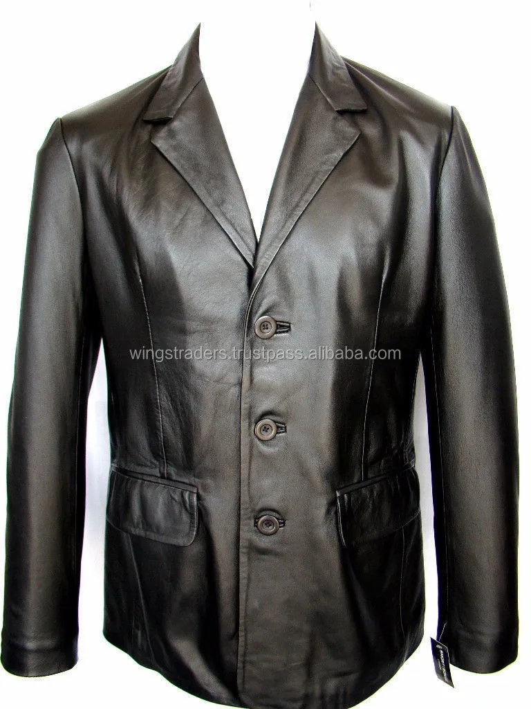 Gents Blazer Classic 3 Button Leather Coat1.jpg