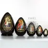 Wooden Egg Religion, nested Easter eggs with icons, 5 pcs wooden egg with assorted pictures, EE05
