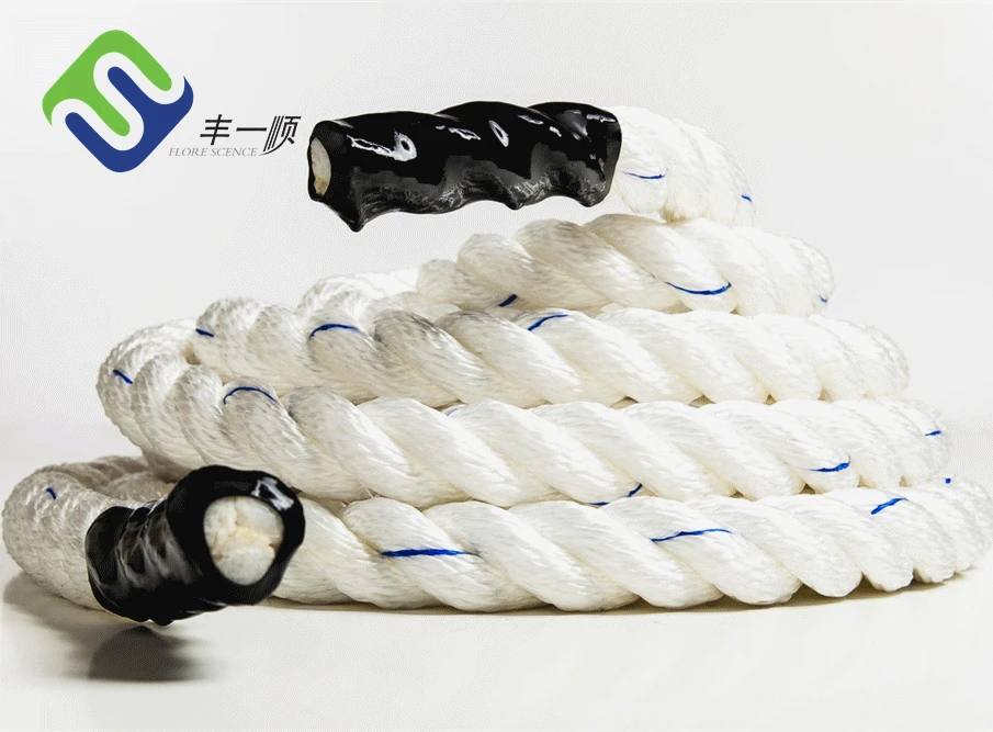 Florescence battle rope, both ends with black heat shrink caps