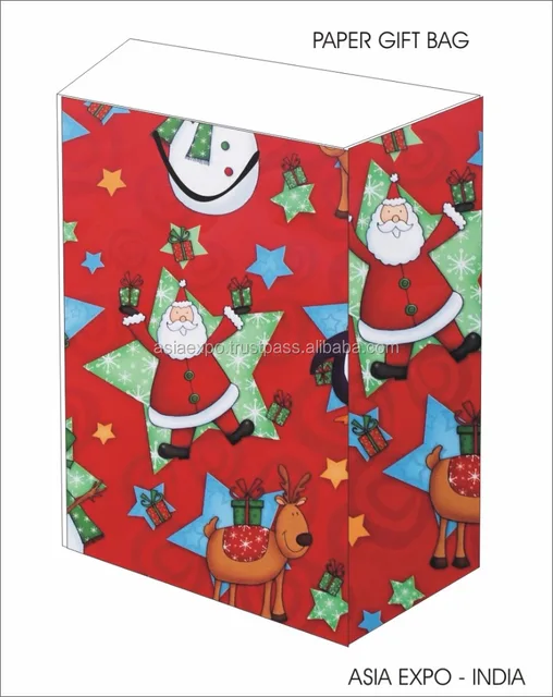 paper gift bags with santa x-max design printed