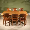 Natual Teak Wood Furniture Set One Table Six Chairs for One Set Living Room Furniture