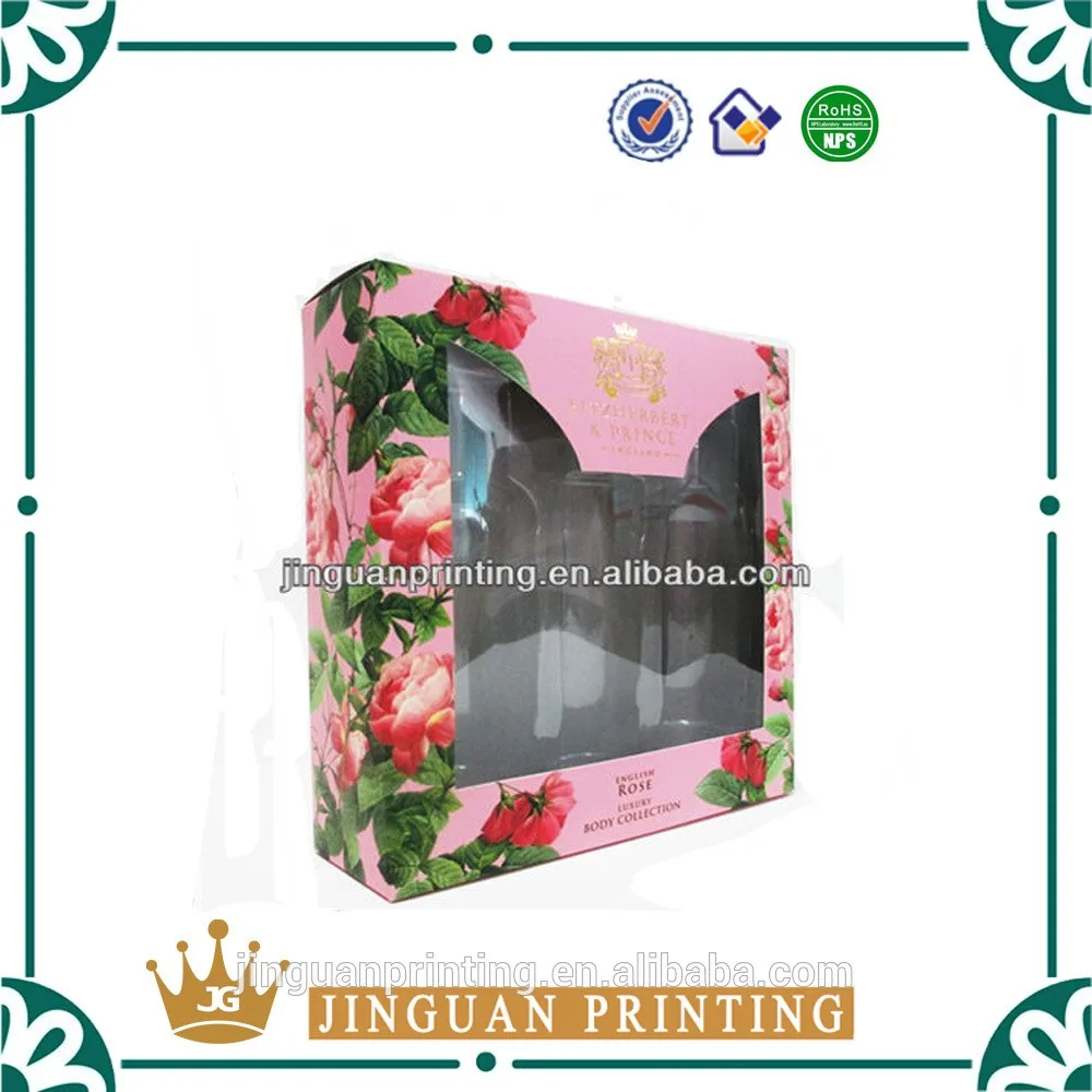 fashion design paper cosmetic box with clear pvc window
