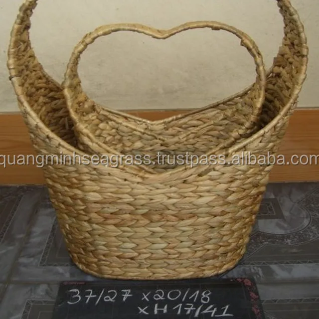 heart shape water hyacinth gift basket wicker flower basket