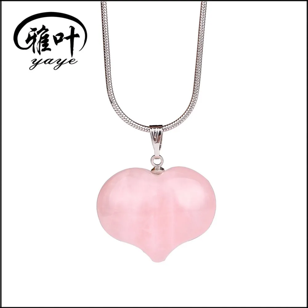 heart shaped rose quartz pendant