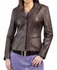 New Women Luxury Lambskin Three Button Style Leather Blazer--FL-3411