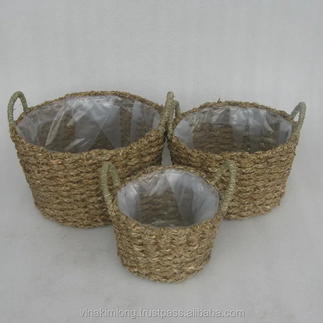seagrass basket with handle