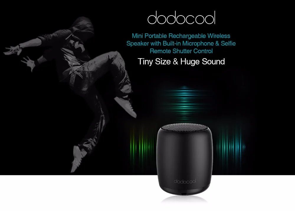dodocool Mini Wireless Speaker with Selfie Remote Control Built-in Mic Rechargeable Range Low Harmonic Distortion DA84-1 - ANKUX.COM