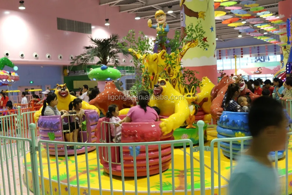 Funny Cartoon Characters Rotating Bear Cup Ride Music Happy Coffee Cup Rides