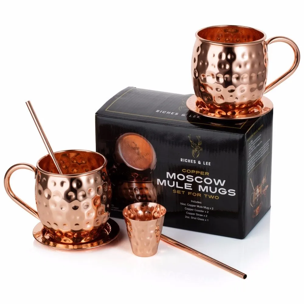 100/% Pure Copper Brass Handle Moscow Mule Hammered Mug Handmade Set of 4 Mugs
