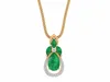 2016 New Designs Wholesale Pear Shape Green Onyx May Birthstone Certified Diamond 14k Yellow Gold Pendant For Women's