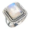 Rainbow moonstone ring 925 sterling silver jewellery