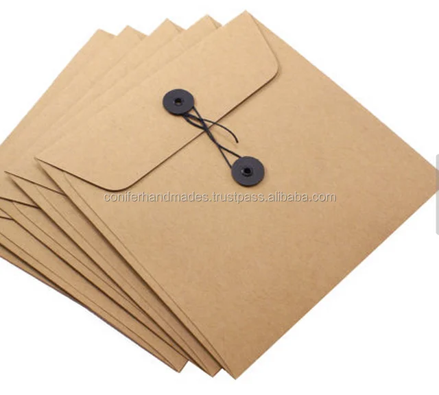 custom made string tie envelopes made from recycled kraft paper