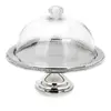 nickle plated cake stand with glass cap lid