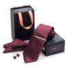 Fancy Men Tie Hanky Black Packaging Box Custom Necktie Handkerchief Hinged Lid Gift Box Bow Tie Clip Paper Box With Logo Print