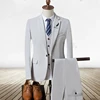 2019 New Design White Luxury Brand Tuxedo Party Men Dress 3 Pieces Wedding Slim Fit Mens Blazer